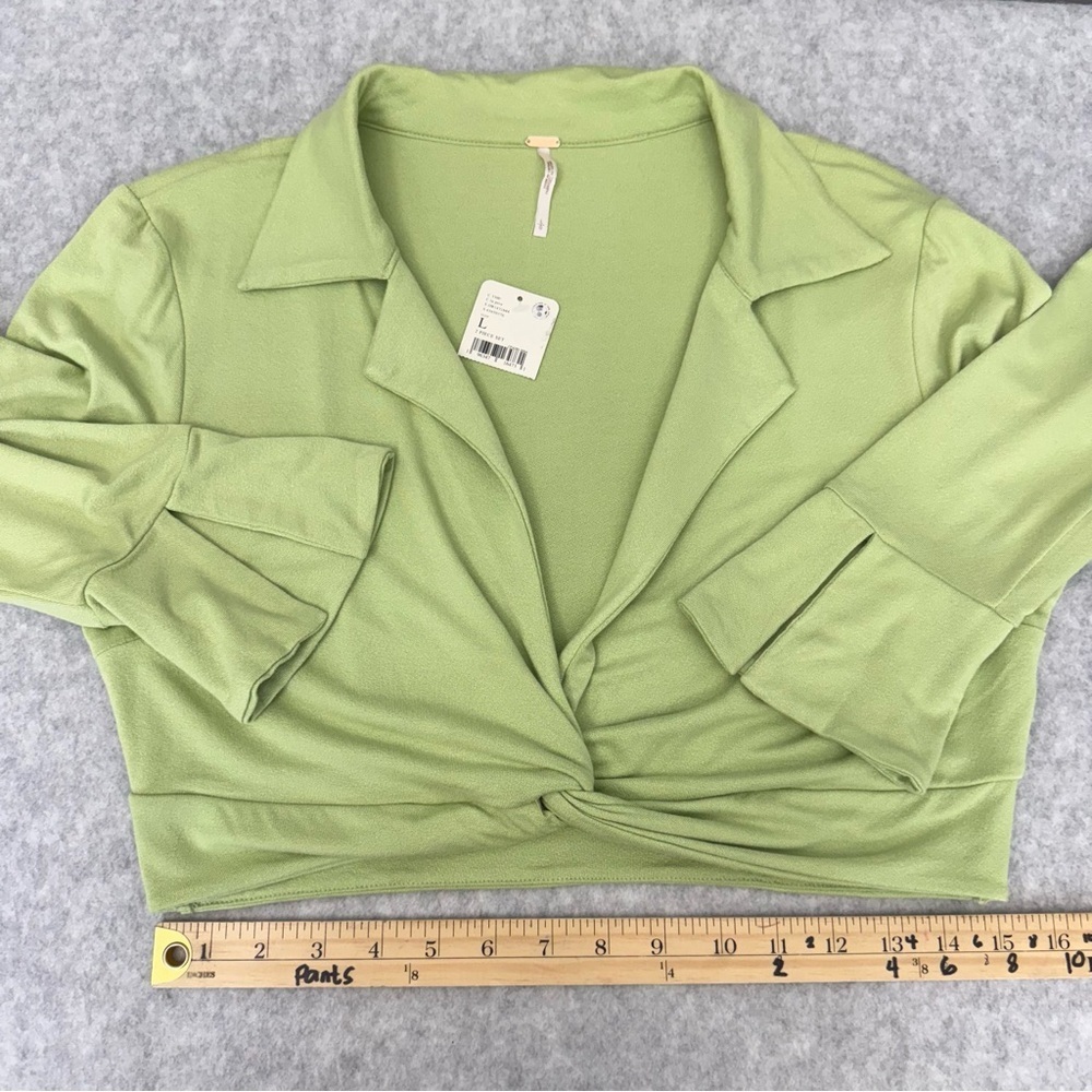 FREE PEOPLE Clara Ruched Long Sleeve Shirt & Skirt Set in La Pera Large NWT - Picture 14 of 16